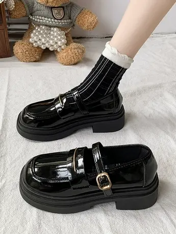 小皮鞋女夏季英伦风厚底粗跟2023新款日系黑色乐福玛丽珍JK单鞋商品大图