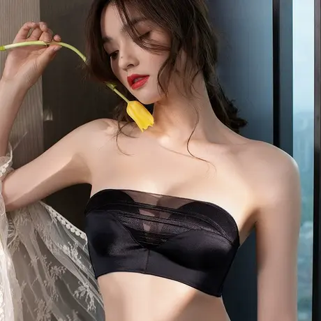 无肩带防走光防滑内衣女抹胸美背隐形文胸上托小胸贴聚拢加厚薄款商品大图