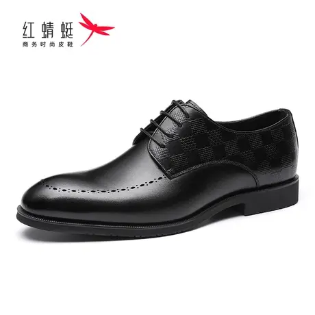 红蜻蜓男鞋牛皮真皮商务正装时尚白领透气舒适软底软皮休闲百搭鞋商品大图