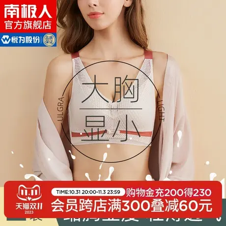 南极人内衣女大胸显小胸夏季薄款无钢圈大码文胸罩收副乳防下垂HK图片