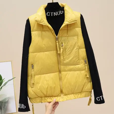 羽绒棉马甲女冬季2023新款韩版宽松加厚坎肩背心短款棉袄马夹外套商品大图