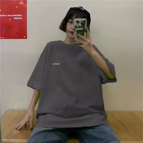 2023年新款春夏季情侣女装别致小众设计感潮ins上衣服正肩短袖t恤商品大图