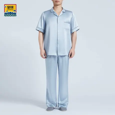 爱慕皇锦睡衣春夏真丝短袖长裤分身家居服套装-男款HJ22049商品大图