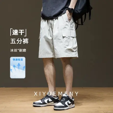 夏季冰丝五分休闲裤男2025新款凉感速干潮牌大码工装短裤子男中裤商品大图