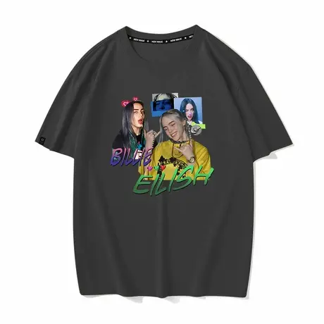 秀洛碧梨同款圆领billie eilish嘻哈宽松时尚潮T恤男短袖超火商品大图