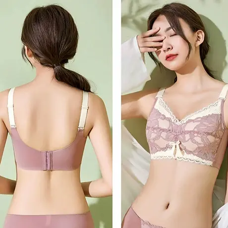 浪漫春天薄款内衣女大胸显小无钢圈上托收副乳美背蕾丝女士bra商品大图