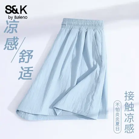 班尼路S&K系列蓝色山本短裤女夏季新款凉感通勤热裤户外休闲短裤Q商品大图