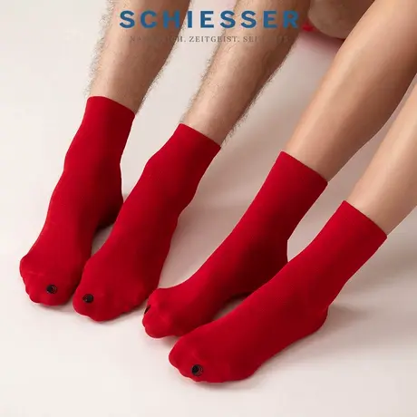 SCHIESSER舒雅男女士同款棉质鸿运红品袜子年年有余本命年鱼袜商品大图