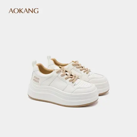 奥康 女鞋春秋新款厚底小白鞋女款百搭软底时尚休闲板鞋图片