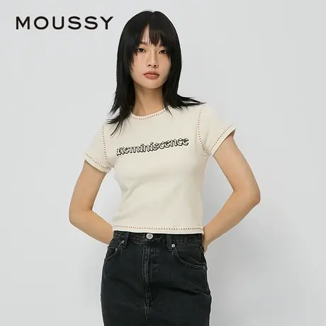 【慧姐专享】MOUSSY 哥特风格字母印花短款T恤上衣010HAQ90-5001图片