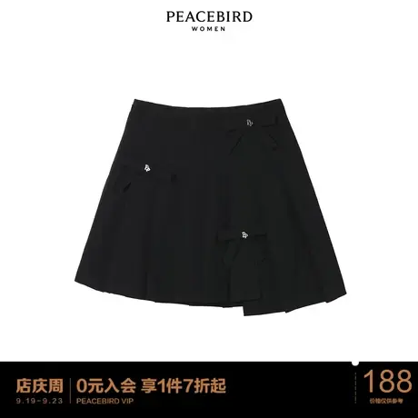 太平鸟气质流行春秋时尚年新款蝴蝶结百褶半裙A5GEC1A91图片