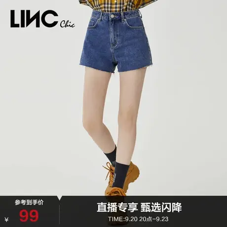 LINCCHIC金羽杰裤子百搭显瘦直筒牛仔短裤女932107商品大图