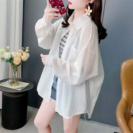 轻薄透气防晒衬衫女外搭2025夏季新款韩版宽松百搭防晒服外套上衣图片