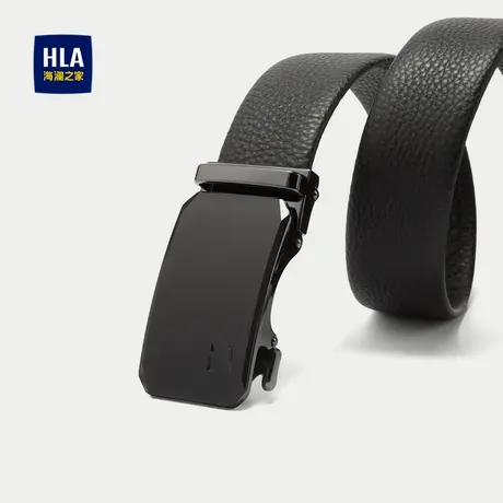HLA/海澜之家自动扣皮带压花工艺商务牛皮革腰带男商品大图
