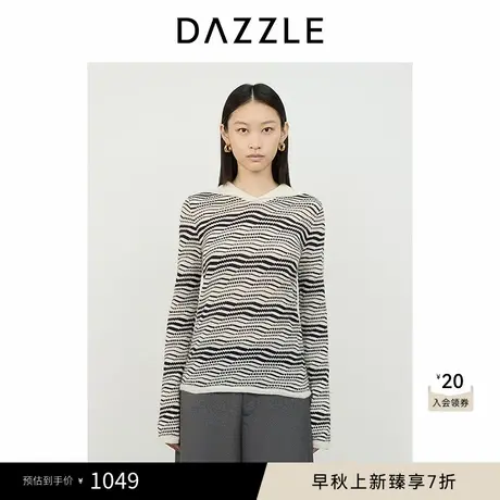 DAZZLE地素 毛针织衫2024冬季新款马海毛羊毛提花小上衣图片