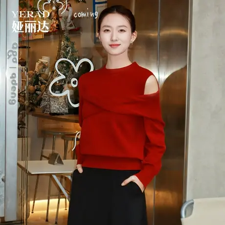 【商场同款】娅丽达百搭休闲设计感羊毛针织衫女秋季新款打底上衣商品大图