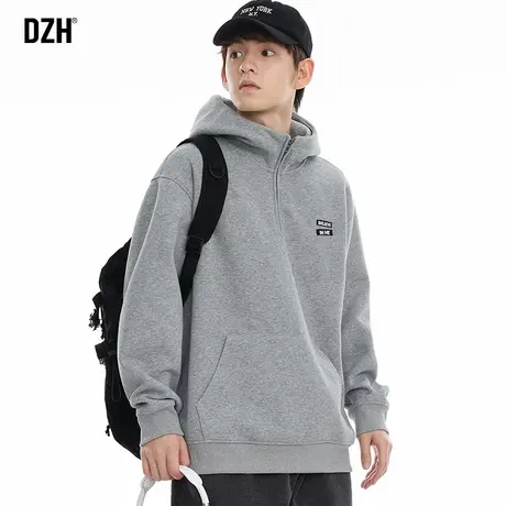 男士美式半拉链卫衣男春秋款重磅灰色上衣连帽外套2025年新款男装图片