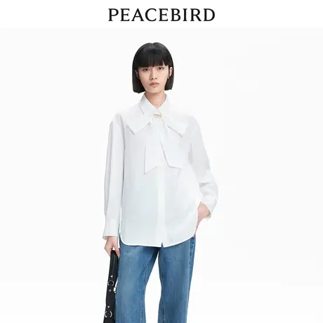 【商场同款】太平鸟女装2023年春季新款蝴蝶结斯文衬衫A5CAD1B21图片