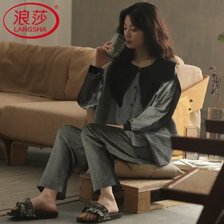 浪莎睡衣女春秋款2026年新款家居服纯棉长袖长裤秋冬季可出门套装图片