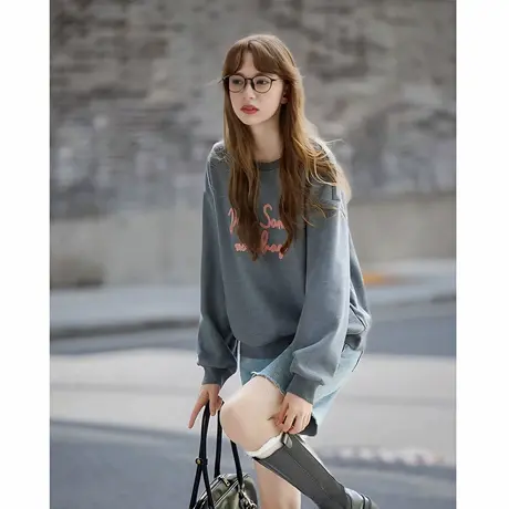 yoe秋冬季圆领卫衣女字母美式时尚韩系穿搭套头宽松休闲潮tuTA图片