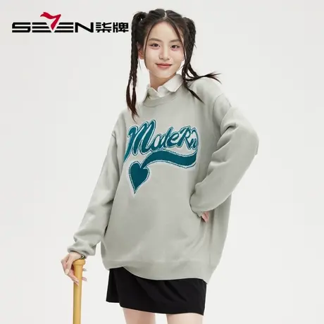 柒牌旗下清仓潮牌SVNMDN毛衣情侣款2022秋冬时尚休闲圆领套头毛衫图片
