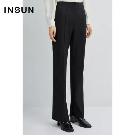 恩裳商场同款秋季时尚库中线细开叉设计百搭微喇休闲裤女图片