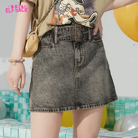 妖精的口袋高腰牛仔半身裙女2023夏季新款小个子辣妹显瘦a字短裙图片