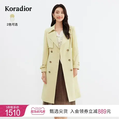 珂莱蒂尔女装2024春季新款大衣双排扣显瘦易打理中长款风衣外套图片