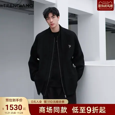 TRENDIANO官方假两件设计肌理感微阔拉链外套男潮2023新款冬季商品大图