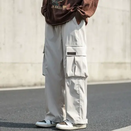 美式工装裤子男春秋季新款宽松直筒阔腿裤男士潮牌大口袋休闲长裤商品大图