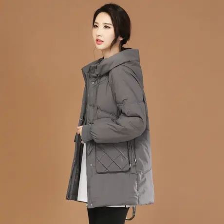 韩潮袭人连帽中长款棉衣棉服女冬季新款百搭外套棉袄面包服厚图片