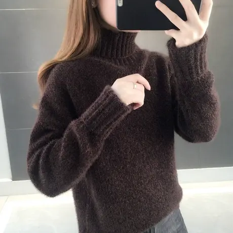 高领毛衣女秋冬2023新款潮网红加厚水貂绒内搭打底衫时尚宽松套头图片