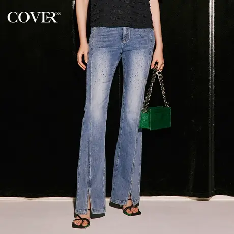 COVER秋季棉质开叉微喇牛仔裤商品大图