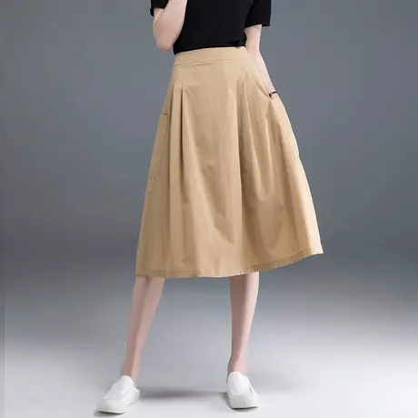 卡其色a字半身裙女2025年新款藏蓝色裙子女夏半裙夏季休闲工装裙商品大图