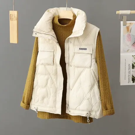 2024秋冬新款羽绒棉马甲女学生韩版宽松坎肩外穿百搭背心马夹外套图片