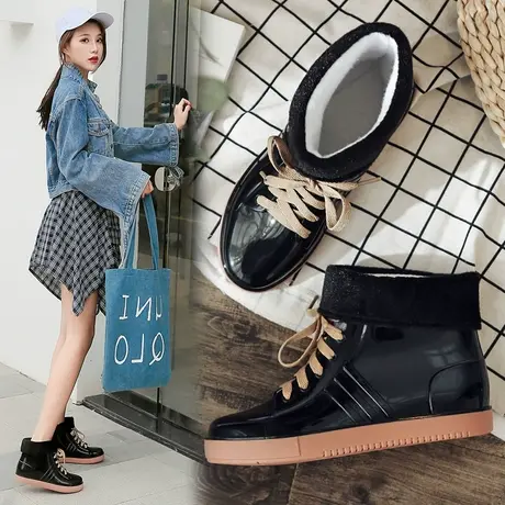 女式雨鞋低帮平底下雨天穿的鞋户外中筒水鞋防水防滑胶鞋夏季透气商品大图