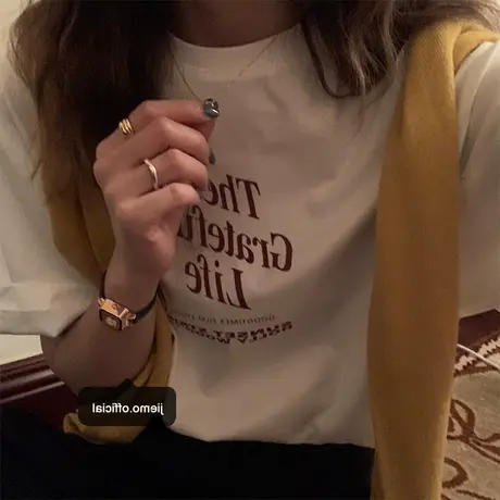 网红港风短袖t恤女2024宽松韩版ins潮vintage半袖百搭印花上衣服图片