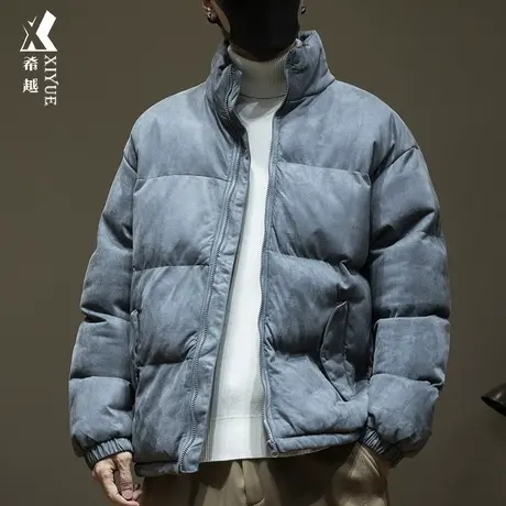 希越麂皮绒棉服男士立领外套冬季新款美式保暖加厚宽松大码棉衣男商品大图