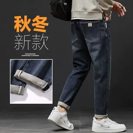 做旧水洗牛仔长裤男士宽松直筒秋冬款冬季春秋款2023新款男款男生商品大图