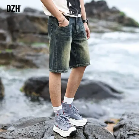 男士美式复古牛仔短裤男夏季大码宽松2023新款显瘦五分裤运动中裤商品大图