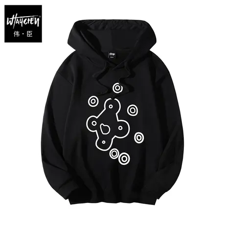 伟臣潮牌大码男装秋冬创意印花连帽卫衣胖子加肥加大百搭宽松长袖商品大图