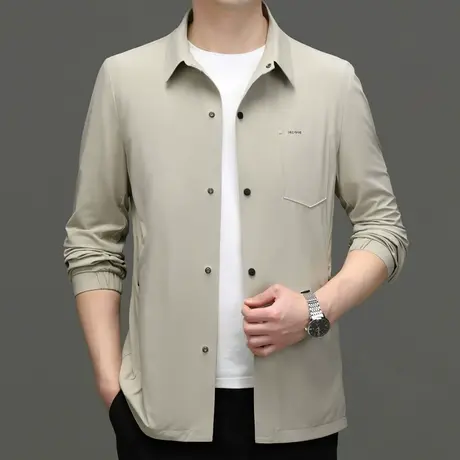 冰丝衬衫男夏季薄款商务休闲帅气单上衣透气防晒服男士轻薄外套男商品大图