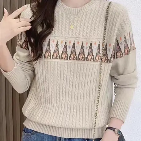 半高领麻花加厚毛衣女2023秋冬新款复古风洋气针织打底衫女外穿女图片