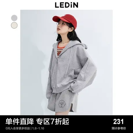 乐町美式休闲宽松连帽卫衣外套早秋新款蝙蝠袖设计感时尚上衣图片