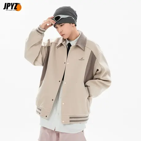 男士外套新款2024年情侣款男女扣钮翻领潮牌宽松春秋季薄款夹克衫图片