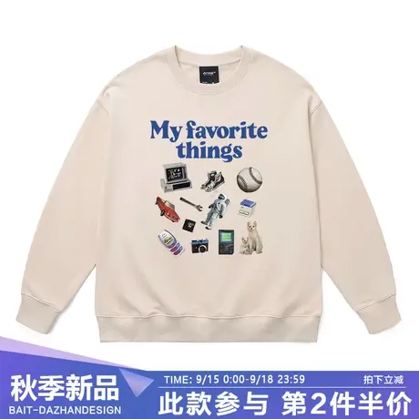 vintage重磅落肩卫衣男2023新款爆款美式复古印花长袖内搭上衣秋商品大图