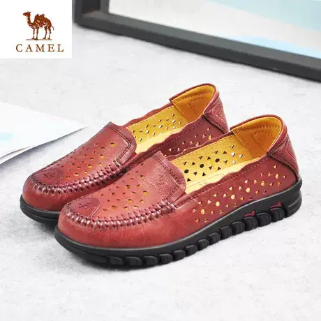 Camel/骆驼女鞋春夏新品牛皮时尚镂空休闲舒适妈妈鞋A102312079商品大图