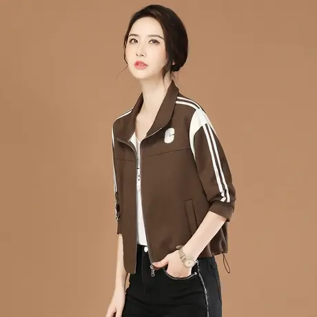 韩潮袭人立领撞色刺绣美式外套女2023春秋季新款短款上衣棒球服图片