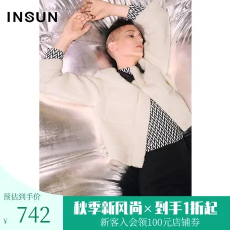 [触感香风]恩裳COVER冬季2022减龄衬衫领舒适绒感夹克短外套商品大图