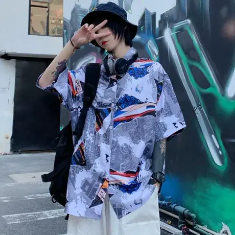 衬衫女复古港味设计感小众心机学生百搭仙女范上衣洋气衬衣短袖夏图片